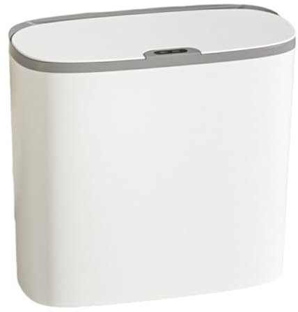 BOKIOESDE Poubelle de Salle de Bain Automatique Polyvalente, avec Couvercle, Polyvalente, Facile à détecter, étanche, Poubelle Mince, Gris Blanc, 30.5 * 28.5 * 15cm