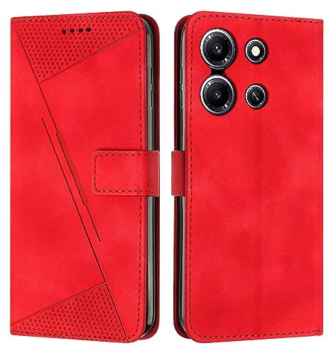 FERLAN Coque Compatible pour Infinix Hot Note 30i Housse Etui Portefeuille,Cuir Multifonction,Fermeture Magnétique à Clapet Anti-Choc (Rouge)