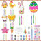 Shinybox Ostern Windspiel Bastelset Kinder, 48 Stück Kinder Ostereier Geschenke aus Holz, Osterküken Klangspiel, Osterdekoration aus Holz, Ostern Kunsthandwerk für Kinder Frühling zum Dekorieren