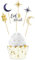 Folat 24895 Eid Mubarak Ramadan Dekoration - Cupcake Deko-Set - Eid Mubarak - 12 Stück Eid Deko Stern Mond Zubehör Ramadan