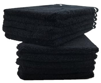 kidparadise Gants de Toilette 14 x 22 cm - Coton - Lot de 10 Gants (Noir x 10)