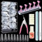 Melearch Nail Tips, 500PCS Fake Nails with Glue, Full Cover Press on False Nails, Clear Acrylic Nail Tips Kit for Soft Gel Extensions, Nail Clipper File Buffer Blocks Nail Holder