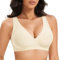 Deyllo Seamless Bras for Women Wireless Padded Bra Smooth Comfort Deep V Full Coverage(Light Nude,S)