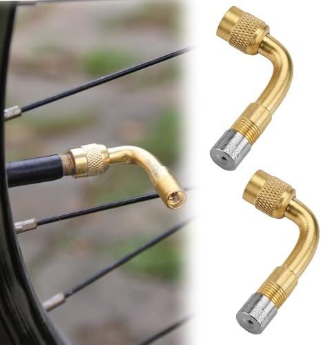 Nuqin Tyre Valve Extension,2PCS Universal 90 Degree Bend Tyre Valve Extension,Tyre Valve Extensions,Tyre Valve Extension Adaptors for Motorcycle Bicycles Trailers Etc