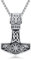 PARYFO Thors Hammer Halskette 925 Sterling Silber Herren Mjölnir Kette Thors Hammer Anhänger mit Krähen Vegvisir Amulett Schmuck für Männer Unisex, Sterling Silber