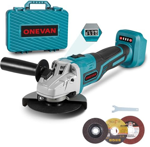 Battery Angle Grinder Cordless Power Tools - for Makita 125 mm Angle Grinder 8500 RPM Brushless Motor Metal Grinder, with 3 Saw Blades Cutting Discs (Machine Only)