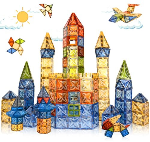 Tiagowell 3D Magnetische Bausteine 100 Teile,STEM Magnetspielzeug für Kinder,Magnetische Blöcke Bauspielzeug Vorschul-Aufklärungsspielzeug für 3 4 5 6 7 8 Jahre alte Jungen und Mädchen