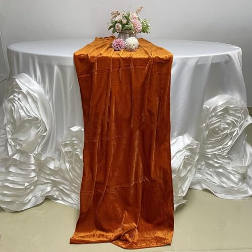 Luchuan Samt-Tischläufer, 3 m, Tischläufer für Hochzeitsempfang, weicher Samtstoff und Tischdekoration für Hochzeitsveranstaltungen, Orange, 50,8 x 332 cm, 5 Stück