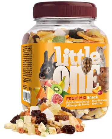 Little One Fruit Mix | 180 g | Ergänzungsfutter für Nagetiere und Zwergkaninchen | Mit getrockneten Früchten wie Banane, Ananas, Rosinen, Apfel, Kokosnuss, Papapya und mehr