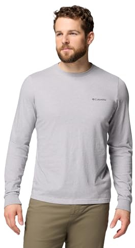 Columbia Men's CSC Seasonal Logo Long Sleeve Tee, Long Sleeve T-Shirt, Columbia Grey HTHR/Meadowland, XX-Large
