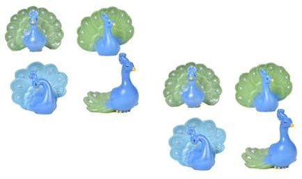 Cabilock 2 Sätze Peacock Gartenzubehör Hühner Gieskanne Kinderspielzeug Heimdekoration Abziehbilder Miniatur-pfauenfiguren Miniatur-mooslandschaftsdekor Harz Blue 4 Stück * 2
