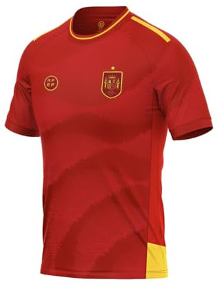 JYC CREATIVE Camiseta de España, Camiseta Roja, La Roja, Oficial Equipación Selección Española Fútbol, Unisex, (FR/ES, Letras, L, Regular, Regular, España)