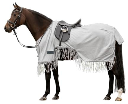 Waldhausen Fliegenausreitdecke Protect mit Fransen, Silbergrau/grau, 155 cm