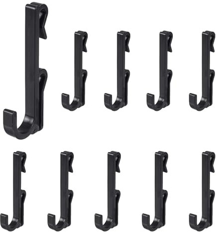 sourcing map 10 Grid Wall Hooks, 2.8 Inch Grid Wall Panel Plastic Utility Hook, Shelf Hooks for Garage Store Warehouse Shop Home Hanging, Black