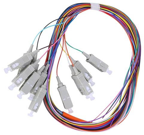 Cavo in Fibra Pigtail Multimodale 12, Poli SC o UPC 62,5 o 125 con Guscio in PVC, Buona ripetibilità Ed Elevata stabilità, Ottima compatibilità, Plug and Play, Nuclei in Ceramica
