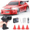 FTJKGH Mini RC Drift Car 1/64, Ferngesteuertes Auto 4WD, Desktop RC Drift Auto Mini mit Weiß Austauschbare Karosserie, LED Licht, Hindernismodell, 2.4Ghz Fernbedienung für Kinder Erwachsene