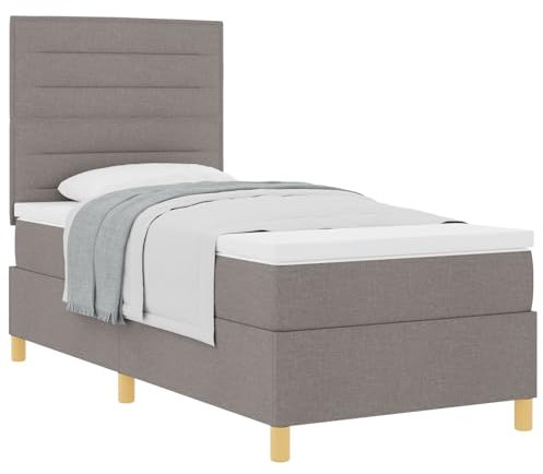 vidaXL Moderner Taupe Bettrahmen | Stylische Stoff- und Holz-Konstruktion, Bequeme Größe für einen Erwachsenen, Einfache Montage, Pflegefreundliches Möbelstück für drinnen