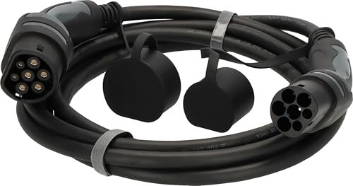 Brennenstuhl EV type 2 charging cable 22kW (e-mobility type 2 to type 2 charging cable 5m with bag, IP55, mode 3 charging cable for electric & hybrid vehicles BEV/PHEV)