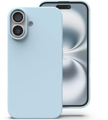 Zuvirelx Silikon Handyhülle für iPhone 16 Hülle, Weiches Griff, Dünne, Minimalistisch, Stoßfest, rutschfest, Taschenpassend - Eisblau