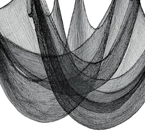 AUXHCYL Halloween Creepy Cloth Decorations, 120 x 600cm Black Spooky Scary Gauze Decor Halloween Decorations for Party Indoor Outdoor