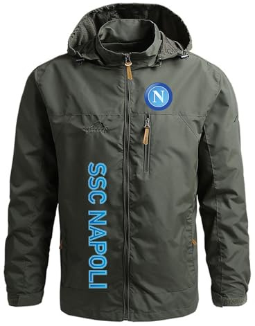 QIANYIFU Giacca da Uomo da Uomo per SS.c Na.Poli Felpe con Cappuccio Antivento di Allenamento per Abbigliamento Sportivo con Cappuccio per Escursioni con Cappuccio da Esterno ArmyGreen-3 4XL
