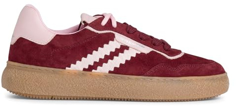 Womens Leather Fashion Stripe Lace Up Sneakers