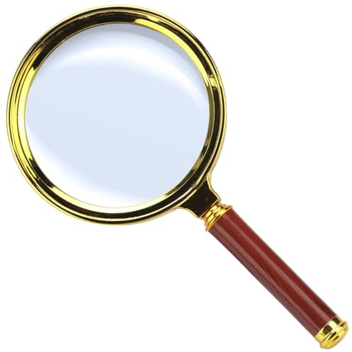Leselupe 90 mm mit Glaslinse – Handlupe mit 10-facher Vergrößerung und Holzgriff – Lupe für Senioren, Schmuck, Bücher, Basteln – Klassisches Design im Stil von Sherlock Holmes