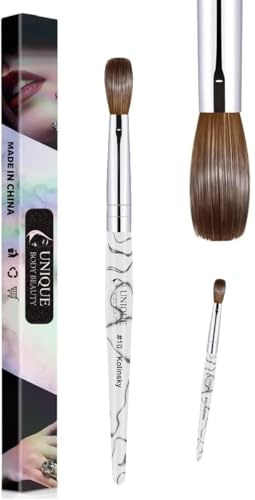 Kolinsky Acrylic Nail Brush Unique Body Beauty 3D Pure Handmade Nail Brushes For Acrylic Application Professional Nail Art Brush (White, 12)