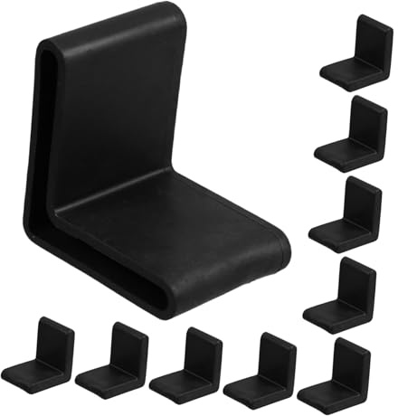 AUTSUPPL 20Pcs Shaped PVC Angle Iron End Caps Furniture Covers Anti-slip Thickened Foot Pads Shelf Feet Protectors for Bed Frames Racks Black