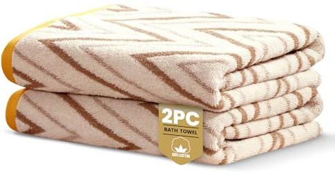 Rapport Home Helix Bath Towels 2 Pack, 70x120cm 100% Cotton - Natural
