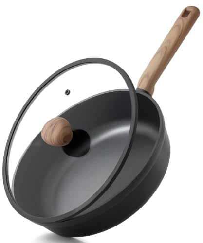 SENSARTE Saute Pan with Lid, 28cm Deep Titanium Nonstick Frying Pan | Heat‑Resistant Handle, Induction Hob Compatible Skillet Pan, Free of Intentionally Added PFOA/PFOS, Dishwasher Safe