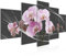 Runa Art Wandbilder Blumen Orchidee 5 Teilig Bild auf Vlies Leinwand Deko Wohnzimmer Abstrakt Grau Rosa 202952b