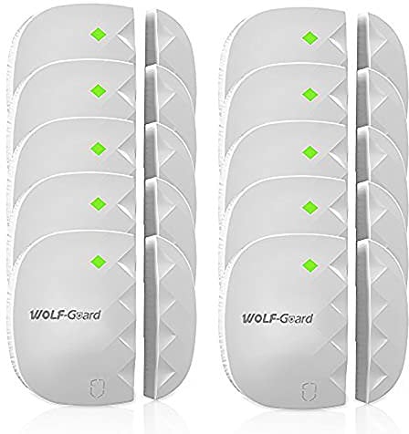 Wolf-Guard Kabelloser Tür-/Fensteralarm, 433 MHz, 5,1 x 5,1 cm, Weiß, 10 Stück