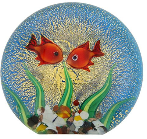 Acuario de cristal de Murano con peces de colores y sol