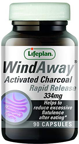 Lifeplan WindAway Activated Charcoal Capsules 334mg. Rapid Release. to Reduce Flatulence & Build up of inetinal Gas After Eating (180 Tablets)