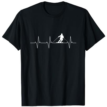 Ski Herzschlag Puls - Skifahrer Skiurlaub Ski fahren - T-Shirt