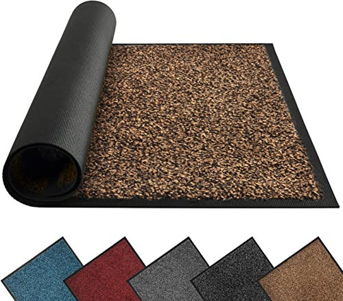 Mibao Fußmatte für Innen & Außen, 40x60cm Schwarz Braun Fußmatten, Dauerhaft Waschbar Fussmatte, Schmutzfangmatte rutschfest für Eingangsbereich, Türmatte mit Naturkautschukrücken