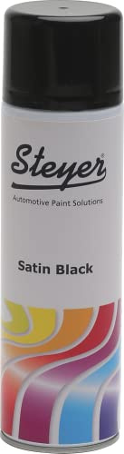 Steyer 500ML Satin Black Colour Aerosol Spray Paint Semi-Gloss Finish Super Fast Dry