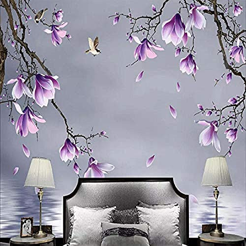 Photo Wallpaper Modern 3D Magnolia Bird Flowers Space Murals Living Room Tv Sofa Background for 3D Home Custom 3D Wallpaper Paste Living Room The Wall for Bedroom Mural border-300cm×210cm