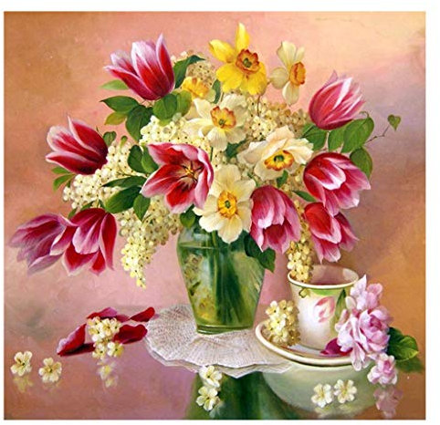Quadratische Diamanten Gemälde DIY 5D Square Diamond Painting Full Drill Diamant Malerei Painting by Diamonds Lilienblüte Blume Kreuzstich Strassstein Stickerei Puzzles für Erwachsene 30 x 30 cm