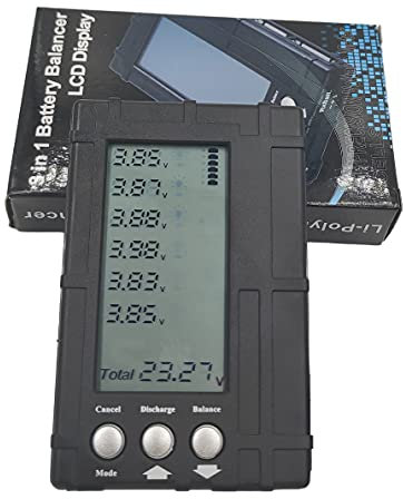 HobbyFly Digital Lipo Battery Capacity Checker Balancer Discharger for Storage and Voltage Meter Tester Servo Tester with Balance Cable 2-6s