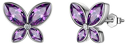 Aurora Tears Women 12 Birthstone Butterfly Jewelry 925 Sterling Silver Animal Crystal Minimalist Necklaces/Earrings/Rings/Bracelets Jewellery