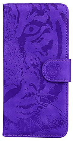 TIANCI Hülle für Xiaomi Mi Note 10 Lite Flip, Domineering Tiger Embossing PU Leder Brieftasche Schutzhülle, Stoßfeste Handyhülle mit Standfunktion für Xiaomi Mi Note 10 Lite Hülle-lila