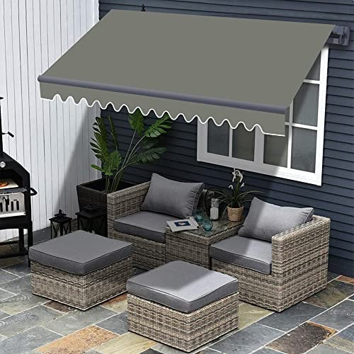 Green Bay Retractable 2.5m x 2m Awning DIY Patio Awning Garden Canopy Outdoor Sun Shade Shelter with Fittings and Crank Handle - Grey