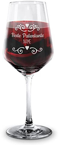 PR Print Royal Wein-Glas mit Gravur - mit Name gravieren - Beste Patentante - Personalisiertes Rotweinglas, für die Patentante, Geburtstag, Weihnachten I Lasergravur, 500 ml