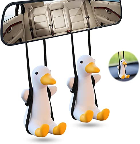 2 Stück Schaukel Ente uto Rückspiegel Anhänger,Auto Hängendes Ornament Schwingen Fliegende Ente Charms-Ornament Auto Spiegel Zubehör Hängende Innendekoration Lustige Geburtstagsgeschenk (A)