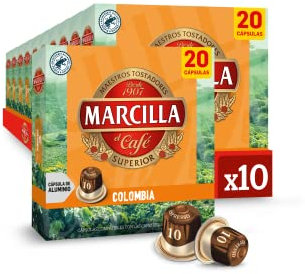 Marcilla Cápsulas de Café Colombia | Intensidad 10 | 200 Cápsulas Compatibles Nespresso (R)* - Amazon Exclusive