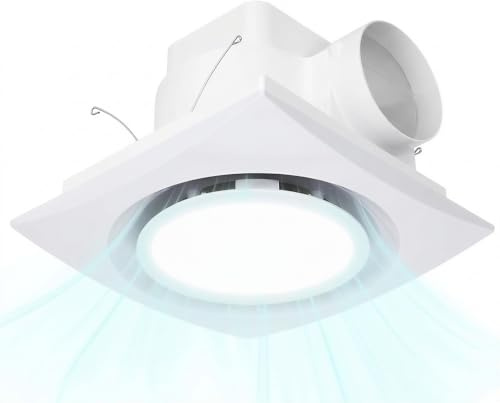 Beendou10in Bathroom Exhaust Fan with Light,100CFM Mounting Hole:8x8in | Bathroom Vent Fan with Light,1.0 sone, Ceiling Mount