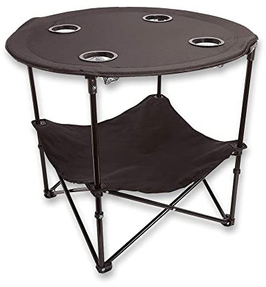 Home Beauty Outdoor Folding Camping Table – Lightweight Folding Table for Outdoor Picnic, Hiking, Fishing - Small Camping Table with Extra Storage & Carry Bag (BLACK)