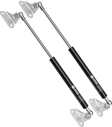 23Inch 150Lb/667N Gas Struts Spring Shocks with L-Type Mount Brackets for RV Bed Murphy Bed Heavy Duty Tool Box Cabinet Trap Basement Door Floor Hatch Lid Truck Canopy Cover Trailer 2pcs by IAQWE